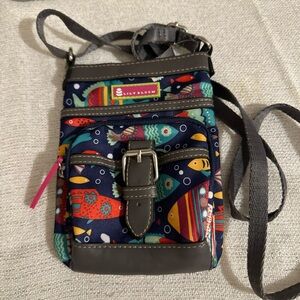 Lily Bloom Multicolor Fish Print Crossbody Bag